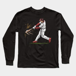 Batter Hits A Baseball With His Bat Long Sleeve T-Shirt